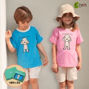 [선물박스 증정][베몽] 달마시안 여름 반팔 티셔츠 반바지 블루 핑크 개별포장 어린이날 선물